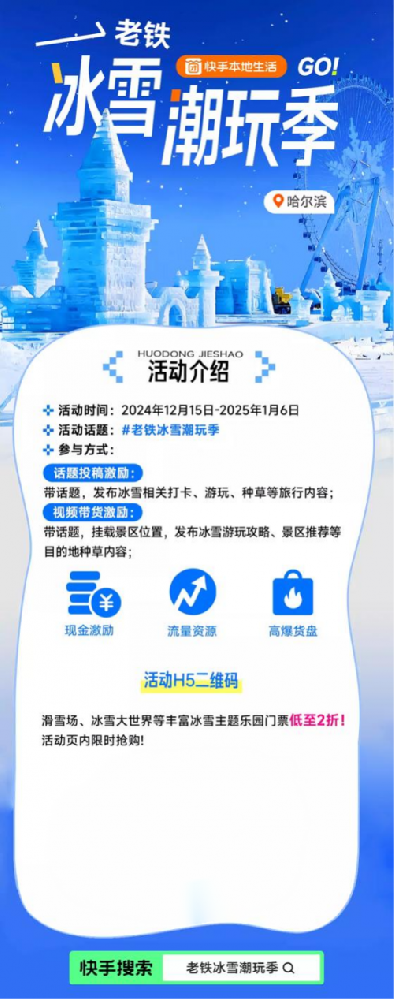 门票低至2折、瓜分千万流量 快手本地生活启动“老铁冰雪潮玩季”活动